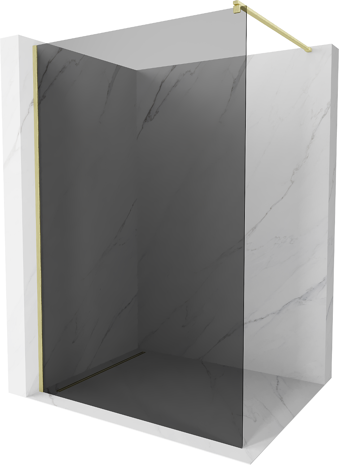 Mexen Kioto ścianka prysznicowa Walk-in 90 x 200 cm, grafit 8 mm, złota szczotkowana - 800-090-101-55-40